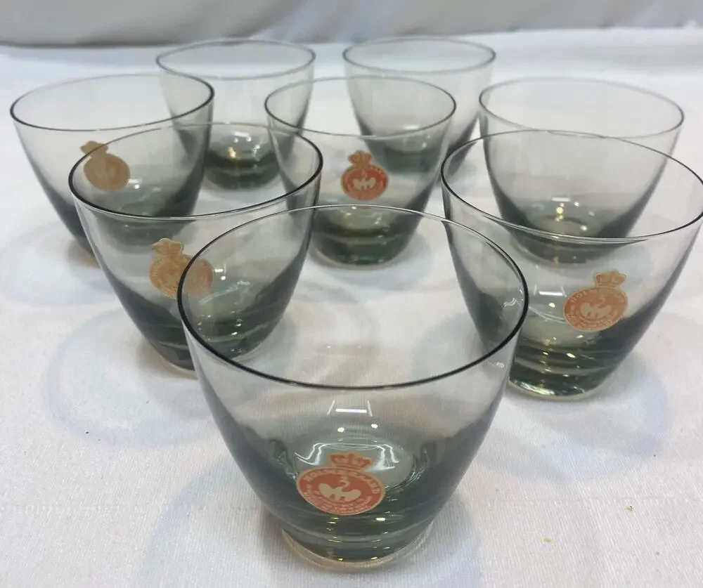 MCM Holmgaard Elsinore Per Lutken Smoke Liquor Shot Glasses Set Of 8 Danish
